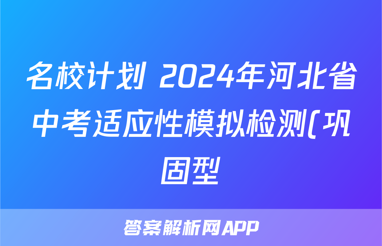 名校计划 2024年河北省中考适应性模拟检测(巩固型)试题(化学)